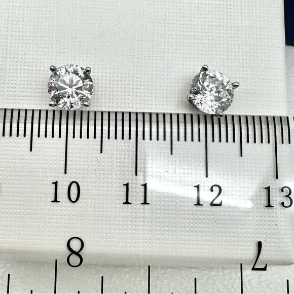 NEW Diamonique Sterling Silver Diamond Look Stud Earrings CZ NWT NIB Gift Ready - Picture 7 of 12